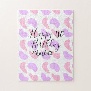 Puzzle Rose violet abstrait formes heureux 1er anniversai