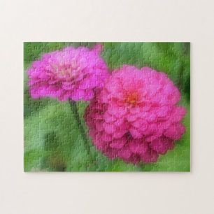 Puzzle Rose Zinnia Fleurs Nature