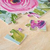 Puzzle Roses d'aquarelle en rose et crème sur Aqua (Côté)