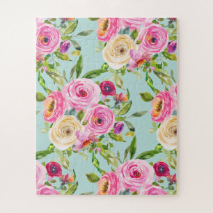 Puzzle Roses d'aquarelle en rose et crème sur Aqua