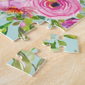 Puzzle Roses d'aquarelle en rose et crème sur Aqua (Côté)