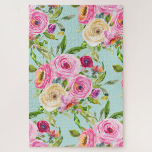 Puzzle Roses d'aquarelle en rose et crème sur Aqua