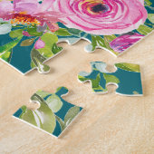 Puzzle Roses d'aquarelle en rose et crème sur Turquoise (Côté)