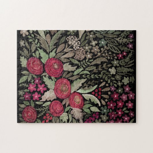 Puzzle Roses d'aquarelle sur un arrière - plan noir, aqua (Horizontal)