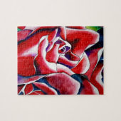 Puzzle Roses d'art original à l'aquarelle rose (Horizontal)