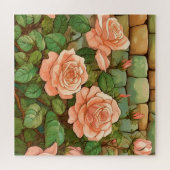 Puzzle Roses de corail et mur de pierre (Horizontal)