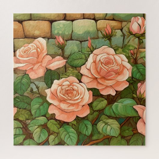 Puzzle Roses de corail et mur de pierre (Vertical)