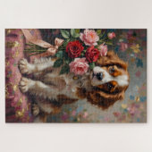 Puzzle Roses de la Saint-Valentin Cavalier King Charles (Horizontal)