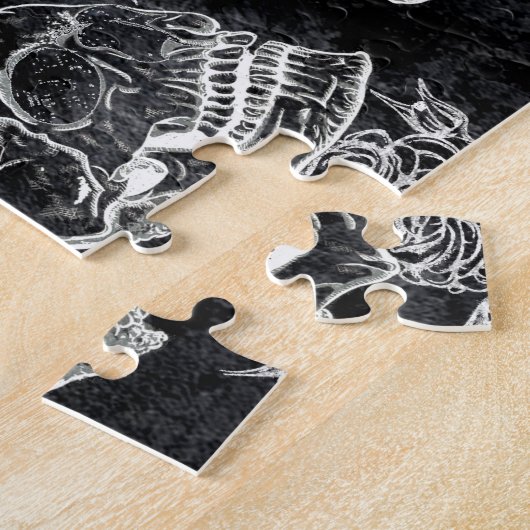 Puzzle Roses des crânes et des calques | Gothique Glam Fu (Côté)