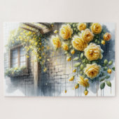 Puzzle Roses d'or sur le mur en pierre rustique (Horizontal)