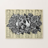 Puzzle Roses du crâne humain Goth Biker Illustration d'ar (Horizontal)