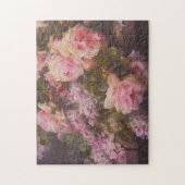Puzzle Roses et lilas sur un banc de ciment (Vertical)