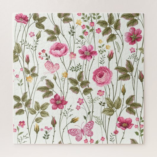 Puzzle Roses et papillons : Floral Seamless (Vertical)