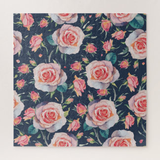 Puzzle Roses et Rosebuds : Floral Seamless.