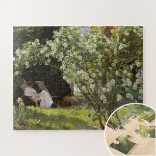 Puzzle Roses. Marie Krøyer assise dans la chaise longue