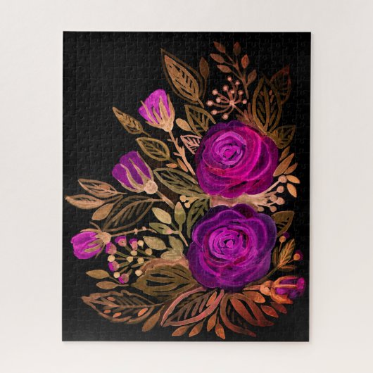 Puzzle roses pourpre aquarelle (Vertical)