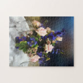 Puzzle Roses roses et delphiniums violets (Horizontal)