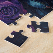 Puzzle Roses roses et violets sur bois (Côté)