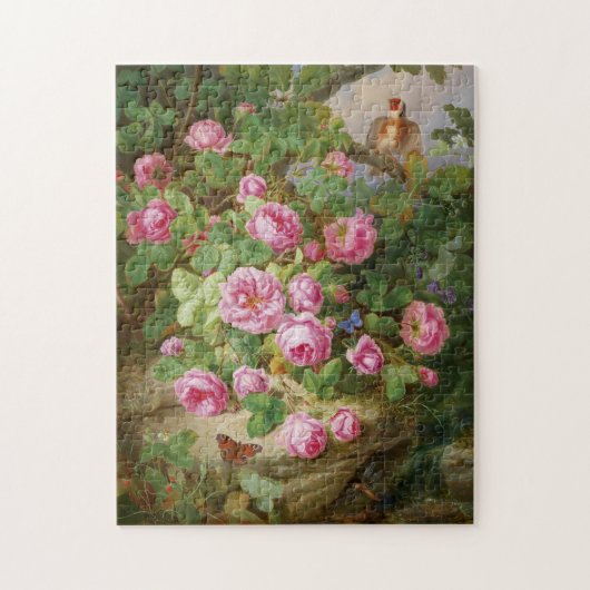 Puzzle Roses roses nature morte papillons oiseau victorie (Vertical)