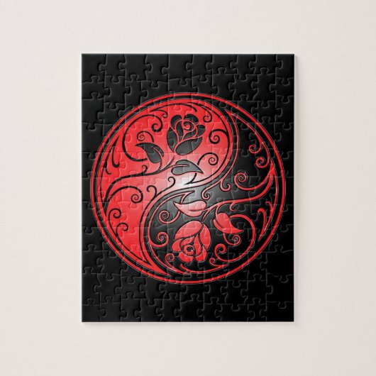 Puzzle Roses, rouge et noir de Yin Yang (Vertical)