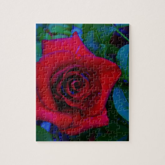 Puzzle Roses rouges aux tons bleus (Vertical)