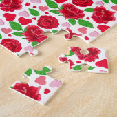 Puzzle Roses Rouges Cœurs Roses Joyeuse Saint-Valentin (Côté)
