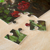 Puzzle Roses rouges contre un mur de pierre (Côté)