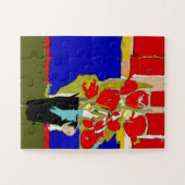 Puzzle Roses rouges Vase Art déco (Horizontal)