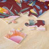 Puzzle Roses, sans soudure, motif arrière - plan rouge (Côté)