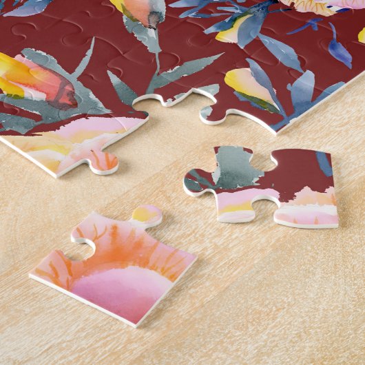 Puzzle Roses, sans soudure, motif arrière - plan rouge (Côté)