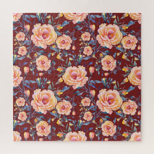Puzzle Roses, sans soudure, motif arrière - plan rouge (Vertical)