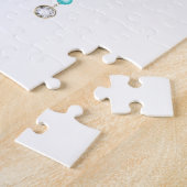 Puzzle Roses turquoise avec touches (Côté)