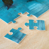 Puzzle Roses violets gras sur bleu (Côté)