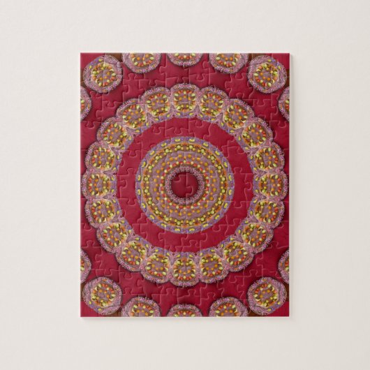 Puzzle Rosettes rouge or jaune Mandala (Vertical)