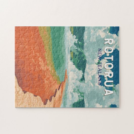 Puzzle Rotorua Nouvelle-Zélande Illustration Voyage Art R (Horizontal)