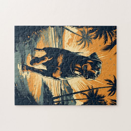 Puzzle Rottweiler à la plage (Horizontal)