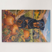 Puzzle Rottweiler Chien Moisson d'automne Thanksgiving (Horizontal)