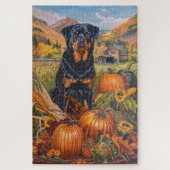 Puzzle Rottweiler Chien Moisson d'automne Thanksgiving (Vertical)