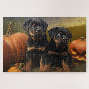 Puzzle Rottweiler chiot Automne Délice Citrouille