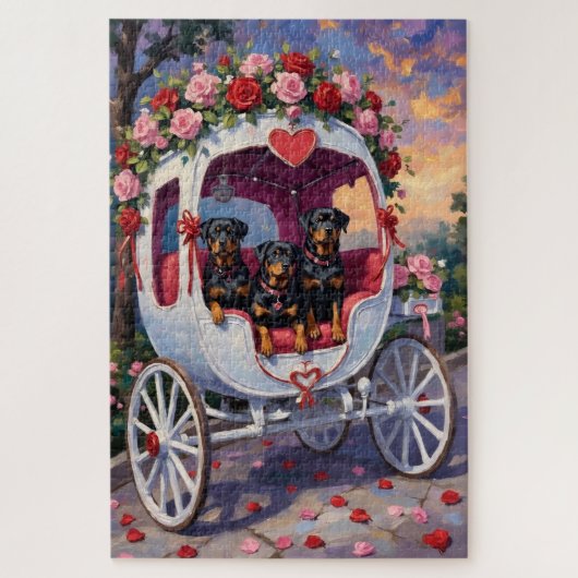 Puzzle Rottweiler Dog Valentine's Day (Vertical)