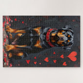 Puzzle Rottweiler Dog Valentine's Day Heart Collar Art (Horizontal)