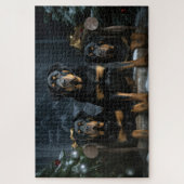 Puzzle Rottweiler enneigé traîneau décoration de Noël (Vertical)