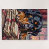 Puzzle Rottweiler Guarding Love Letters Valentine's Day (Horizontal)