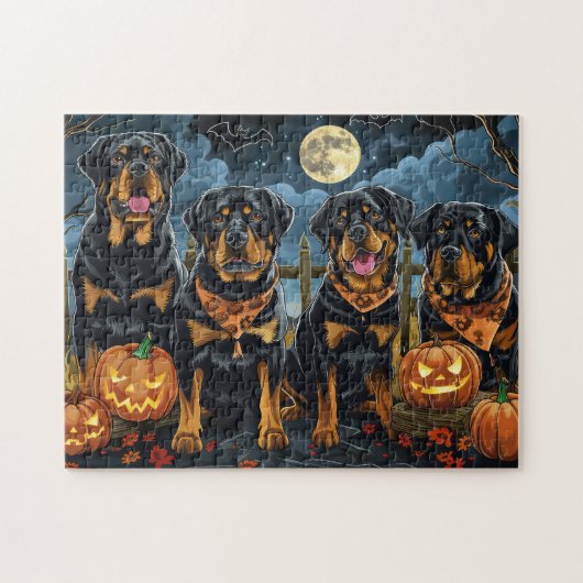 Puzzle Rottweiler Halloween Épouvantable (Horizontal)