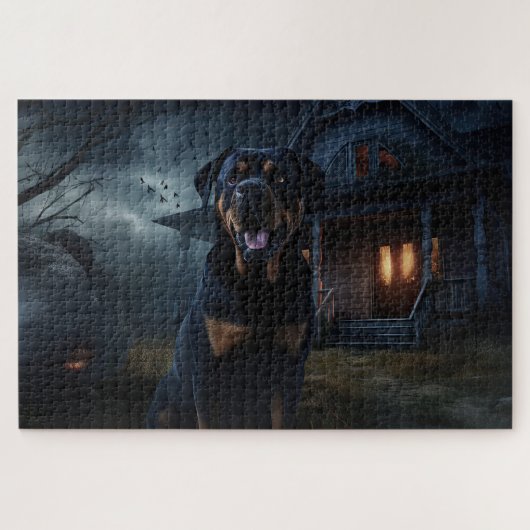 Puzzle Rottweiler Halloween Épouvantable (Horizontal)