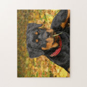 Puzzle Rottweiler Pup Allongé Sur Le Terrain Dans La Forê (Vertical)