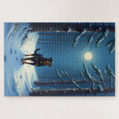 Puzzle Rottweiler Starry Forest Hike Christmas Painting (Horizontal)