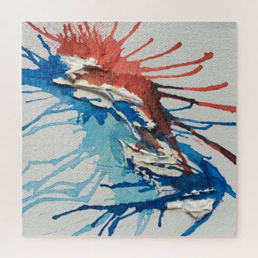 Puzzle rouge blanc et bleu (Vertical)