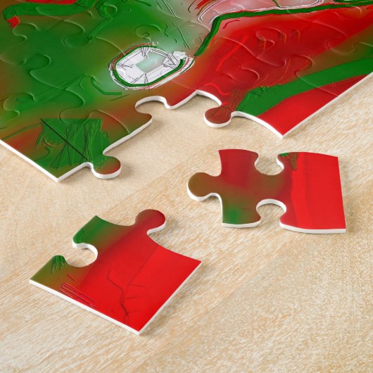 Puzzle Rouge, blanc et vert Abstrait (Côté)