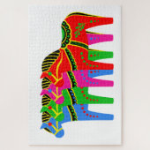 Puzzle Rouge/bleu/rose/vert Nordic Folk Dala cheval (Vertical)